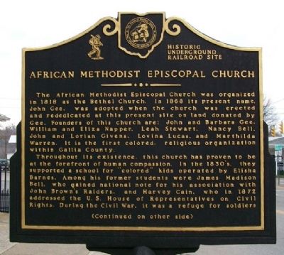 John Gee A.M.E. Church Marker (Side A) image. Click for full size.