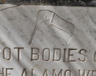 Alamo Funeral Pyre Marker (detail of Texas Flag) image. Click for full size.