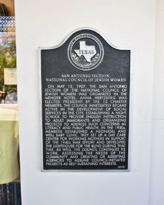 San Antonio Section - National Council of Jewish Women Marker image. Click for full size.