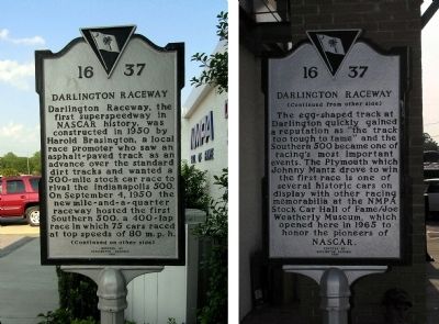 Darlington Raceway Marker. Click for full size. Darlington Raceway Marker image. Click for full size.