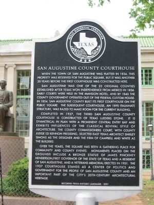 San Augustine County Courthouse Marker. Click for full size. San Augustine County Courthouse Marker image. Click for full size.