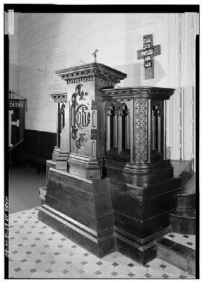 Church of the Holy Cross Stateburg Detail of the pulpit. Click for full size. Church of the Holy Cross Stateburg Detail of the pulpit image. Click for full size.