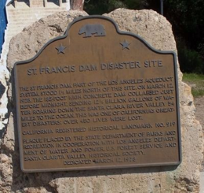 St. Francis Dam Disaster Site Marker image. Click for full size.