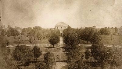 View of the Quad in 1859. The Rotunda can be seen in the center. Click for full size. View of the Quad in 1859. The Rotunda can be seen in the center image. Click for full size.