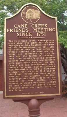 Cane Creek Friends Meeting Since 1751 Marker image. Click for full size.