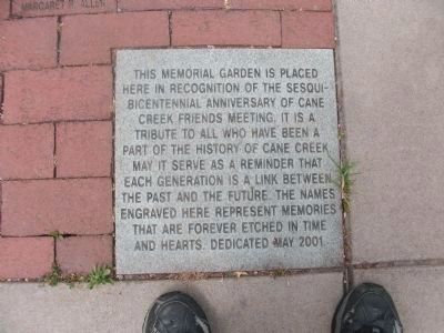 Cane Creek Meeting - Memorial Garden Marker image. Click for full size.