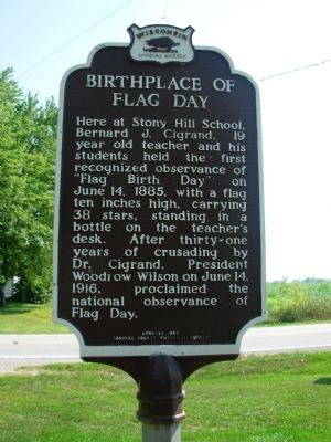Birthplace of Flag Day Marker Reverse image. Click for full size.