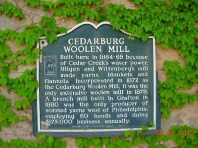 Cedarburg Woolen Mill Marker image. Click for full size.