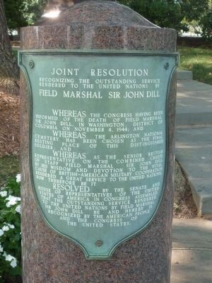 "Joint Resolution" - Field Marshall Sir John Dill Memorial image. Click for full size.