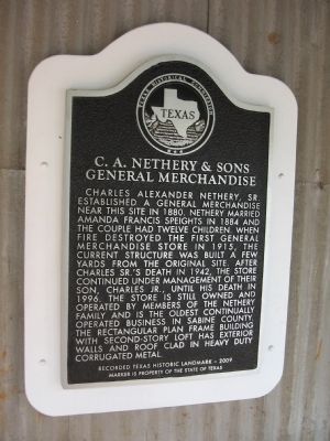 C.A. Nethery & Sons General Merchandise Marker. Click for full size. C.A. Nethery & Sons General Merchandise Marker image. Click for full size.