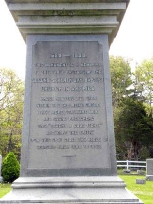 Seventh Day Baptist Minister's Monument Marker. Click for full size. Seventh Day Baptist Minister's Monument Marker image. Click for full size.