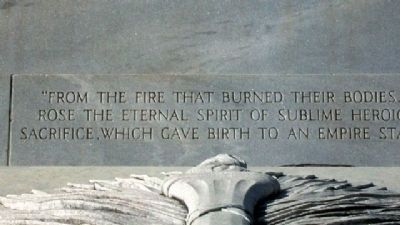 The Alamo Cenotaph Heroic Sacrifice. Click for full size. The Alamo Cenotaph Heroic Sacrifice image. Click for full size.