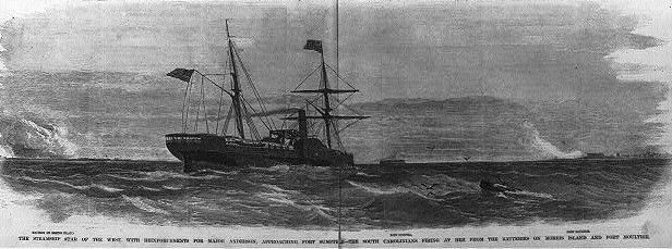 Star of the West approaching Fort Sumter. Click for full size. Star of the West approaching Fort Sumter image. Click for full size.
