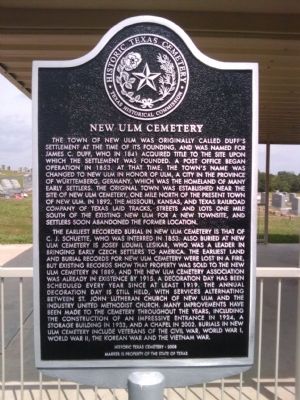 New Ulm Cemetery Marker. Click for full size. New Ulm Cemetery Marker image. Click for full size.