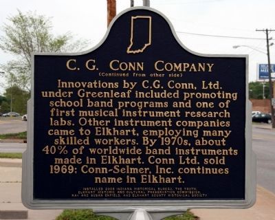 C.G. Conn Company Marker. Click for full size. C.G. Conn Company Marker image. Click for full size.
