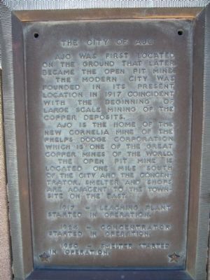 The City of Ajo Marker. Click for full size. The City of Ajo Marker image. Click for full size.