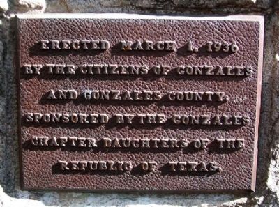 Gonzales Men at the Alamo Monument Sponsors image. Click for full size.