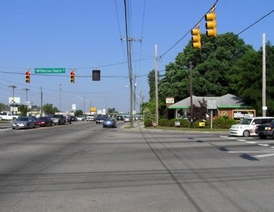 Wide view of the MacPherson Church Marker. Click for full size. Wide view of the MacPherson Church Marker image. Click for full size.