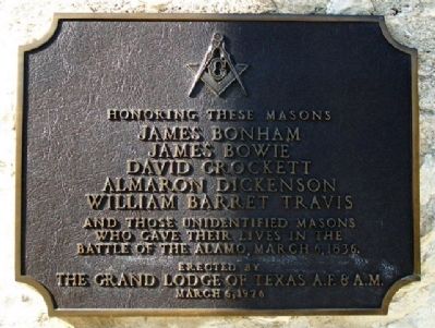 Masonic Heroes of the Alamo Marker image, Touch for more information