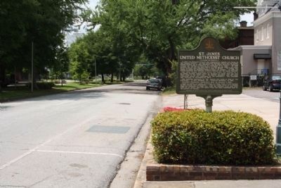 St. James United Methodist Church Marker seen along westbound Greene Street image. Click for full size.