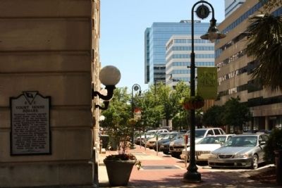 Court House Square Marker seen looking south along Main Street. Click for full size. Court House Square Marker seen looking south along Main Street image. Click for full size.