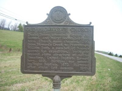 Old Providence Church Marker image. Click for full size.