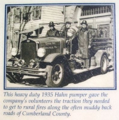Union Fire Co 1935 Hahn Pumper Pic on Marker image. Click for full size.