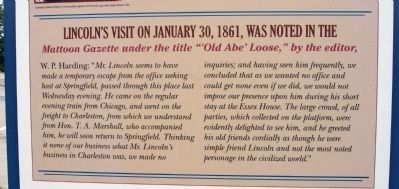 Center Section (Side One) - - Lincoln's Last Visit / The Debaters in Mattoon Marker image. Click for full size.