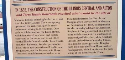 Center Section (Side Two) - - Lincoln's Last Visit / The Debaters in Mattoon Marker image. Click for full size.