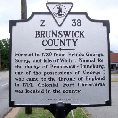 Brunswick County Marker (reverse) image. Click for full size.