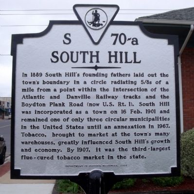 South Hill Marker. Click for full size. South Hill Marker image. Click for full size.