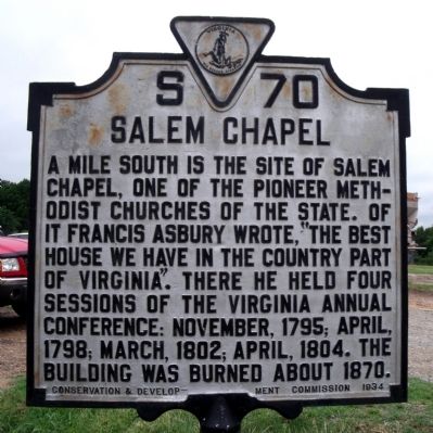 Salem Chapel Marker. Click for full size. Salem Chapel Marker image. Click for full size.