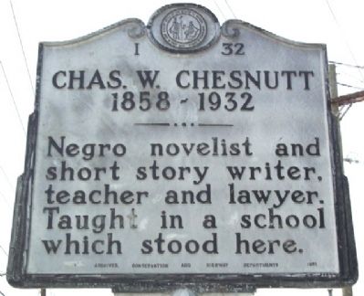 Chas. W. Chesnutt Marker image. Click for full size.