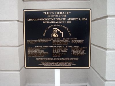 " Let's Debate " - - Donors Plaque image. Click for full size.