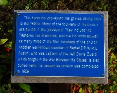 Bethel Church Cemetery Marker image. Click for full size.