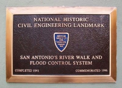 San Antonio's River Walk and Flood Control System Marker image. Click for full size.