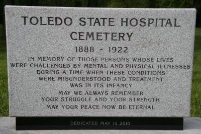 The Toledo State Hospital Old Cemetery Memorial image. Click for full size.