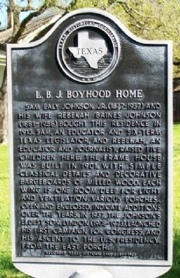 L. B. J. Boyhood Home Marker image. Click for full size.