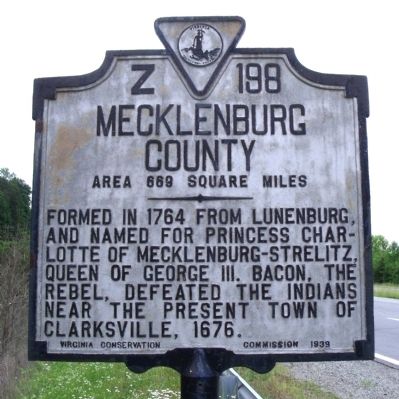 Mecklenburg County Marker. Click for full size. Mecklenburg County Marker image. Click for full size.