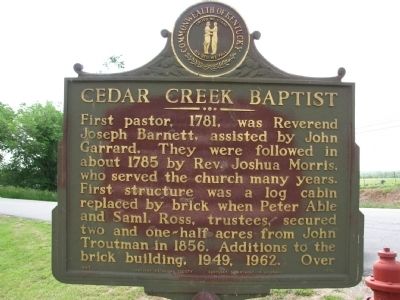 Cedar Creek Baptist Marker image. Click for full size.