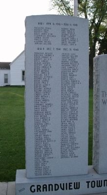 Left Panel - - Grandview Township Veterans Honor Roll Marker. Click for full size. Left Panel - - Grandview Township Veterans Honor Roll Marker image. Click for full size.