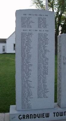 Left Panel - - Grandview Township Veterans Honor Roll Marker image. Click for full size.
