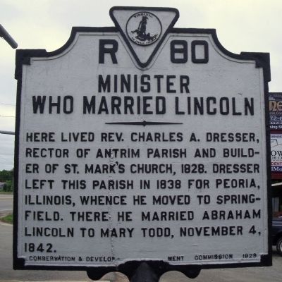 Minister Who Married Lincoln Marker image. Click for full size.