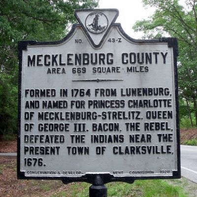 Mecklenburg County Marker (reverse) image. Click for full size.