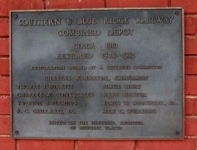 Southern & Blue Ridge Railway<br>Combined Depot Marker image. Click for full size.