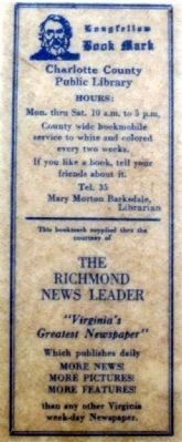 Charlotte County Library bookmark, c.1938 image. Click for full size.