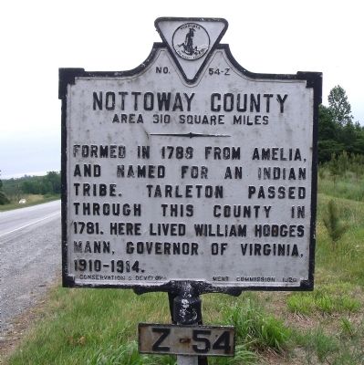 Nottoway County Marker (reverse) image. Click for full size.