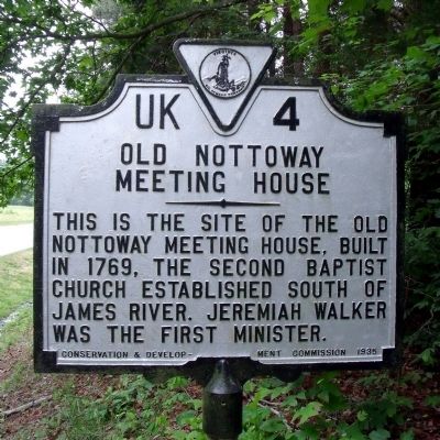 Old Nottoway Meeting House Marker image. Click for full size.