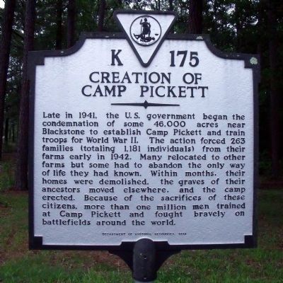 Creation of Camp Pickett Marker image. Click for full size.