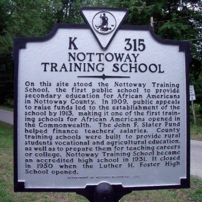 Nottoway Training School Marker image. Click for full size.